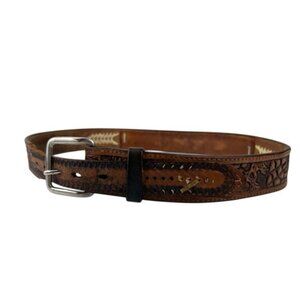 Nocona Belt Company Personalized “Ken” Leather Vintage Sz 34 Western Rodeo Read
